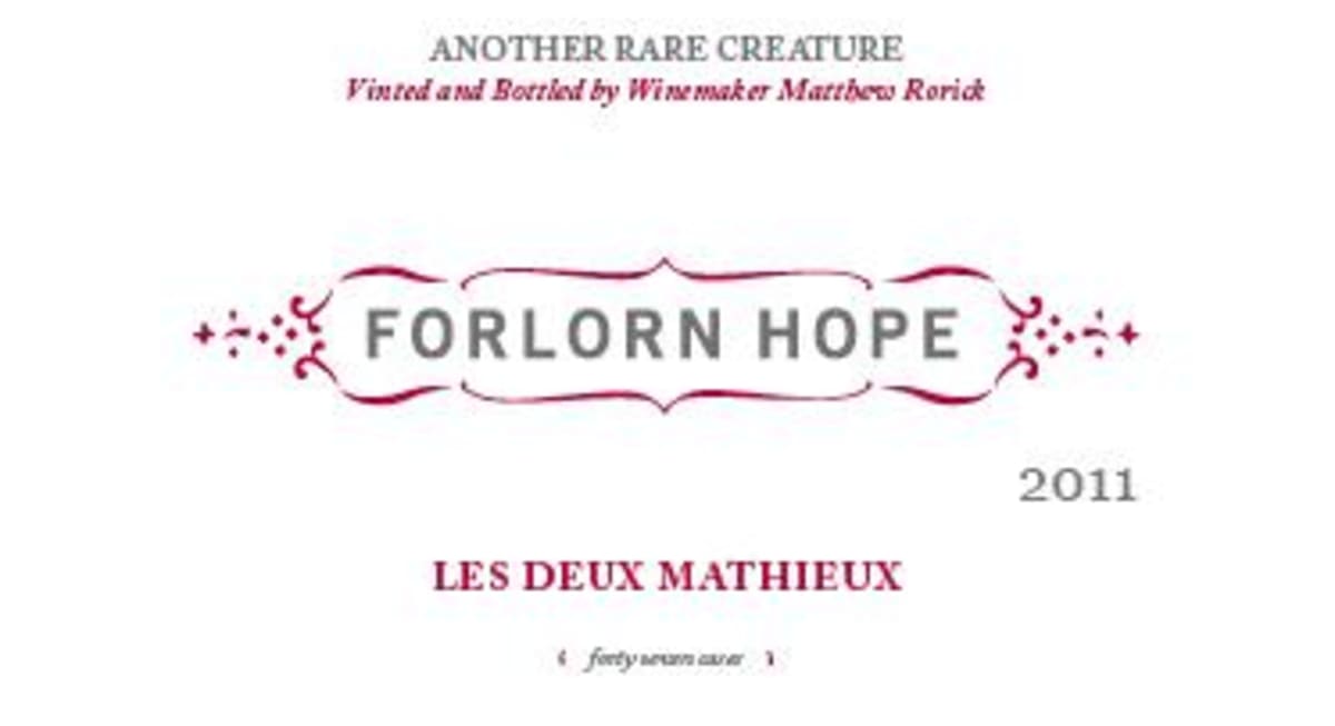 Forlorn Hope Les Deux Mathieux Petite Sirah 2011 Front Label