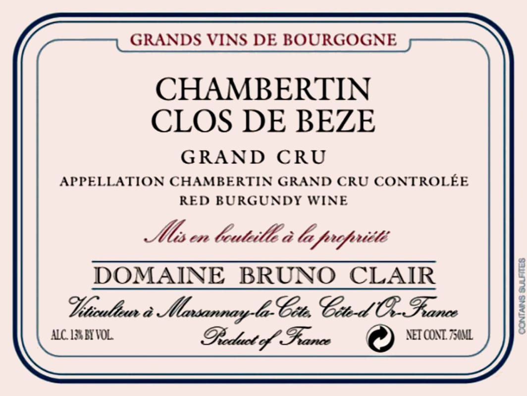 Bruno Clair Chambertin-Clos de Beze Grand Cru 2010 Front Label