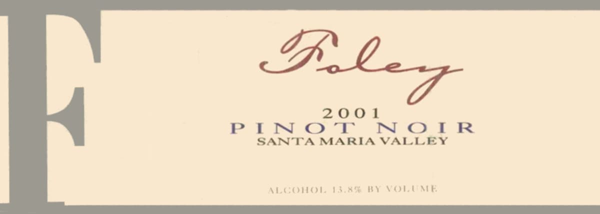 Foley Estate Winery Pinot Noir 2001 Front Label