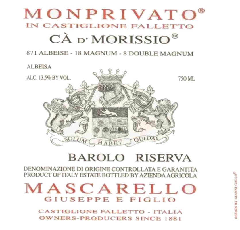 Giuseppe Mascarello Barolo Monprivato Ca d'Morissio Riserva 1997 Front Label
