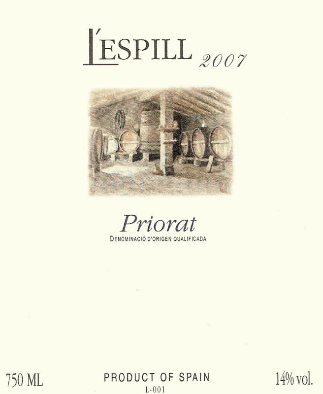 Celler Cecilio Priorat L'Espill 2007 Front Label
