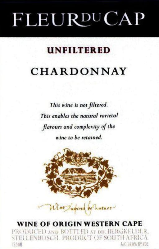 Fleur du Cap Unfiltered Chardonnay 2011 Front Label