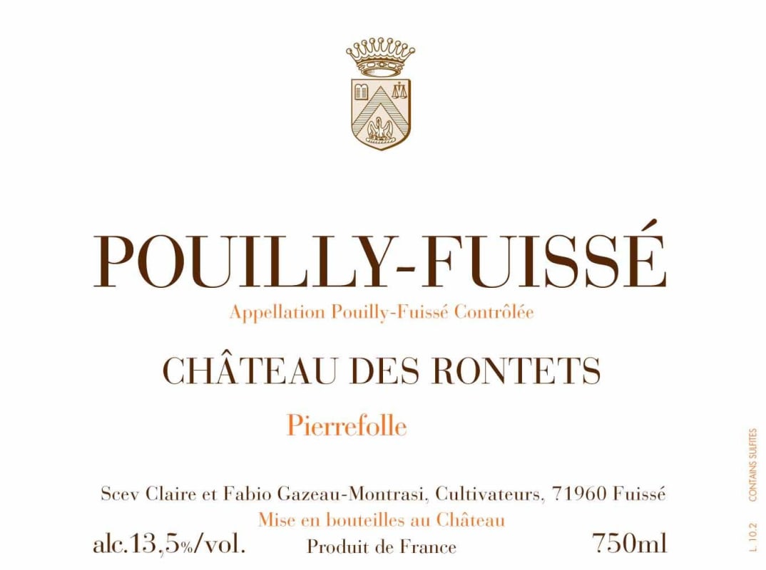 Chateau des Rontets Pouilly-Fuisse Pierrefolle 2012 Front Label