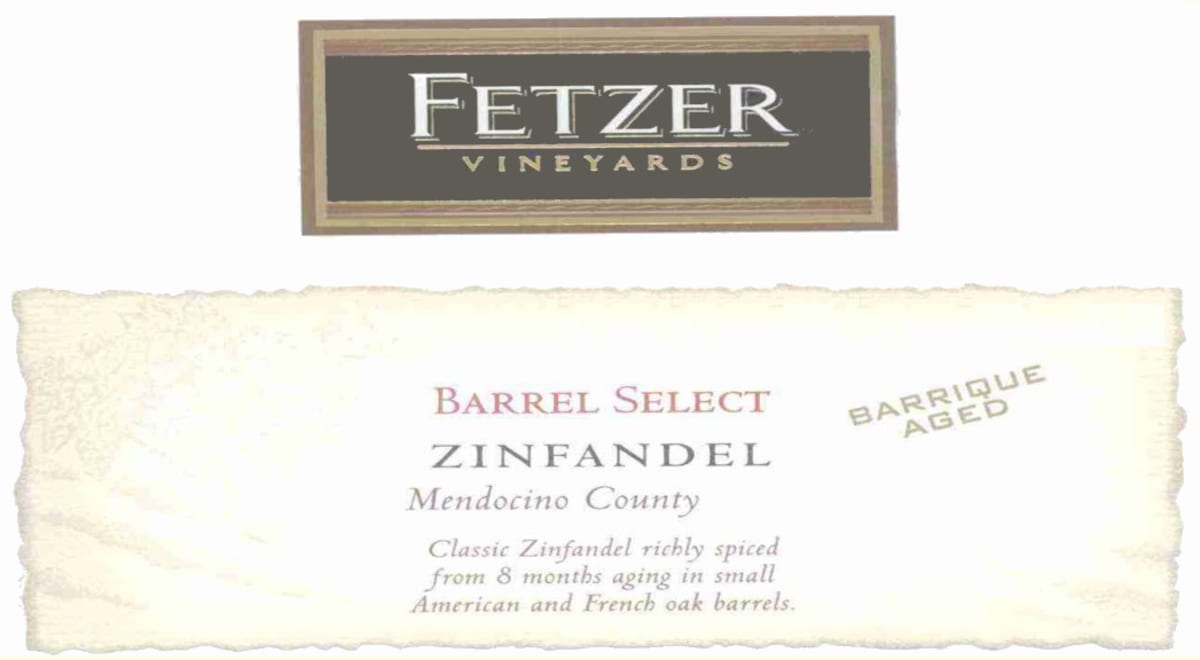 Fetzer Barrel Select Zinfandel 2000 Front Label