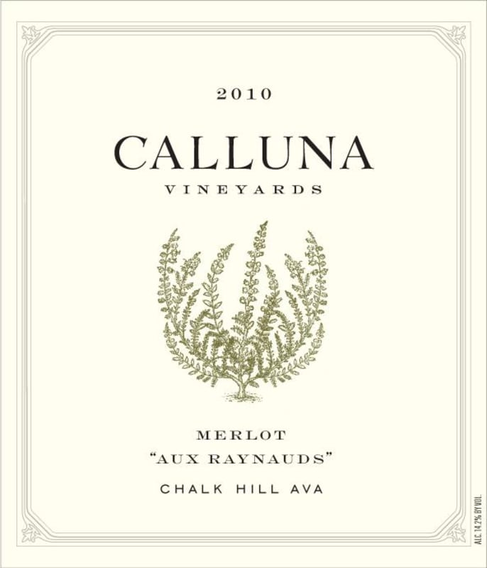 Calluna Aux Raynauds Merlot 2010 Front Label