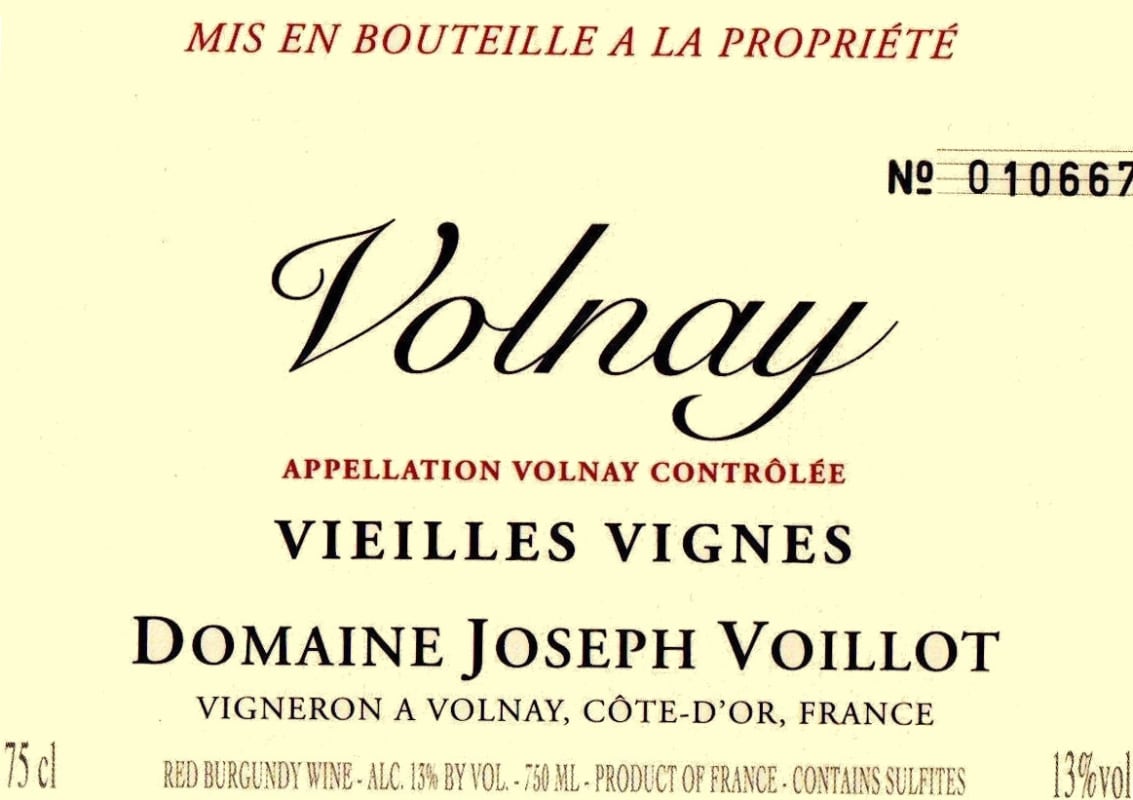 Domaine Joseph Voillot Volnay Vieilles Vignes 2009 Front Label