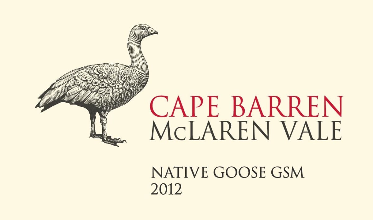Cape Barren Native Goose Grenache Shiraz Mourevedre 2012 Front Label