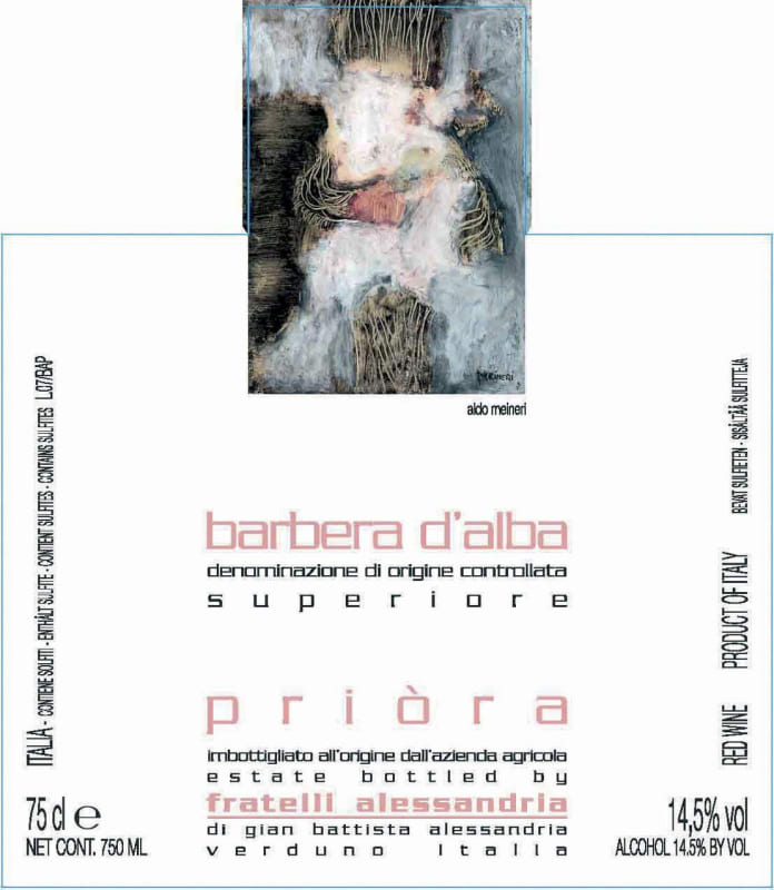 Fratelli Alessandria Barbera d'Alba La Priora 2007 Front Label