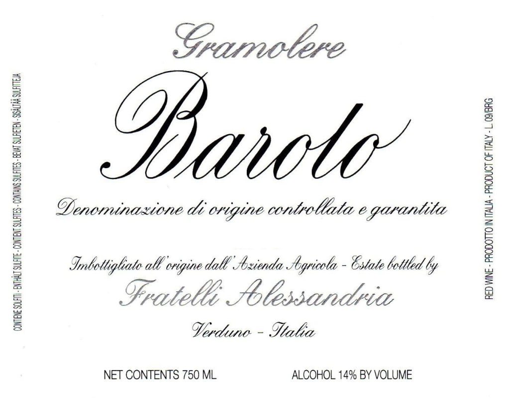 Fratelli Alessandria Barolo Gramolere 2010 Front Label
