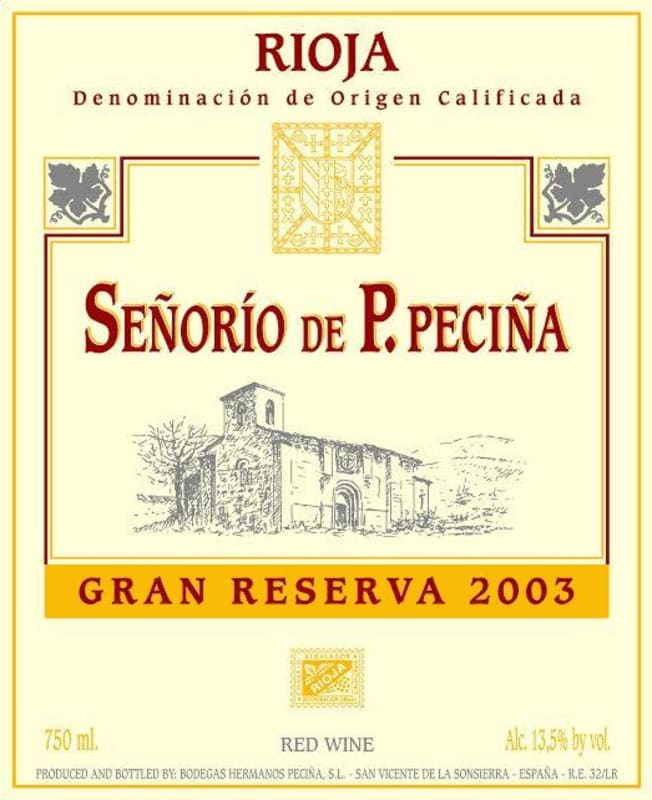 Hermanos Pecina Gran Reserva 2003 Front Label