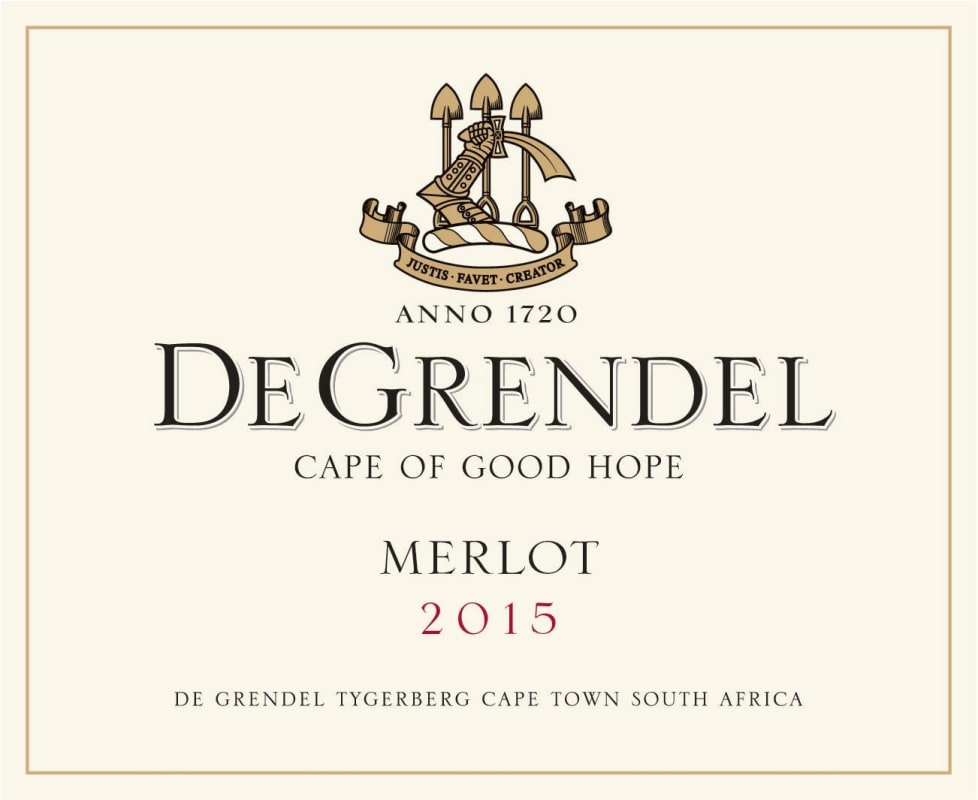 De Grendel Merlot 2015 Front Label