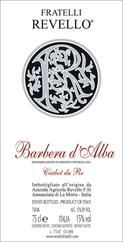 Fratelli Revello Barbera d'Alba Caibot 2011 Front Label