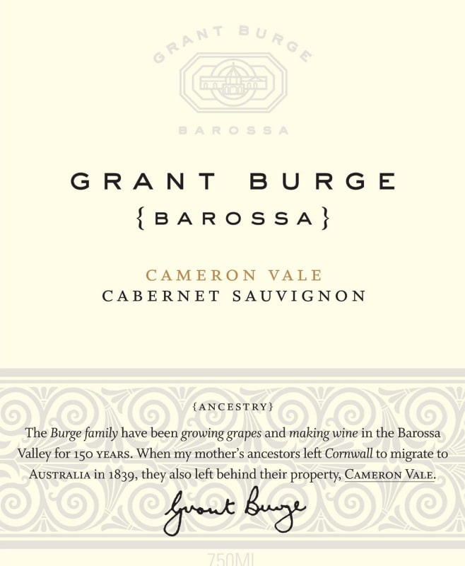 Grant Burge Cameron Vale Cabernet Sauvignon 2009 Front Label