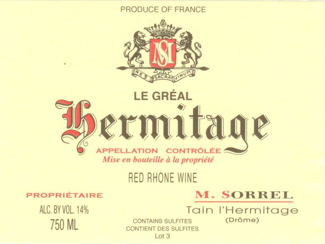Domaine Marc Sorrel Hermitage Le Greal 2010 Front Label