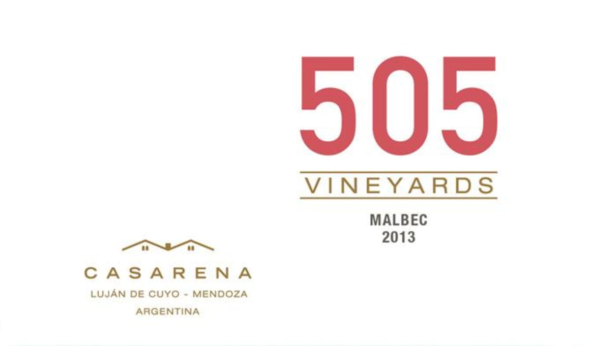 Casarena 505 Vineyards Malbec 2013 Front Label