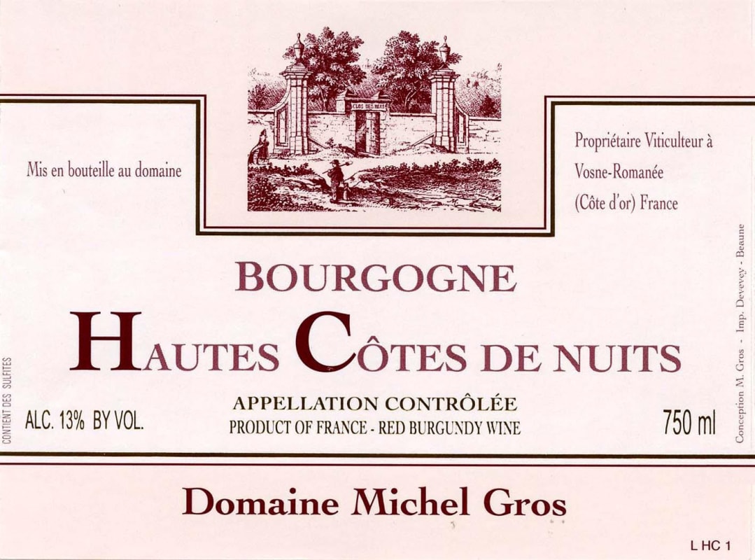 Domaine Michel Gros Hautes Cotes de Nuits Rouge 2013 Front Label