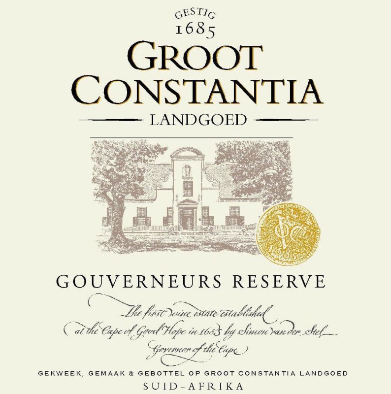 Groot Constantia Gouverneurs Reserve Red 2009 Front Label