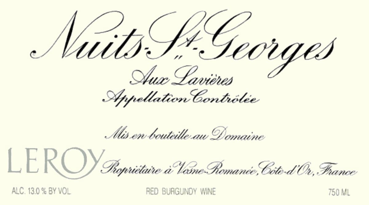 Domaine Leroy Nuits St Georges Aux Lavieres 2009 Front Label
