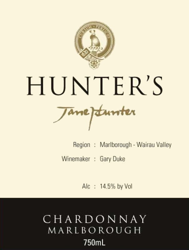 Hunter's Chardonnay 2012 Front Label