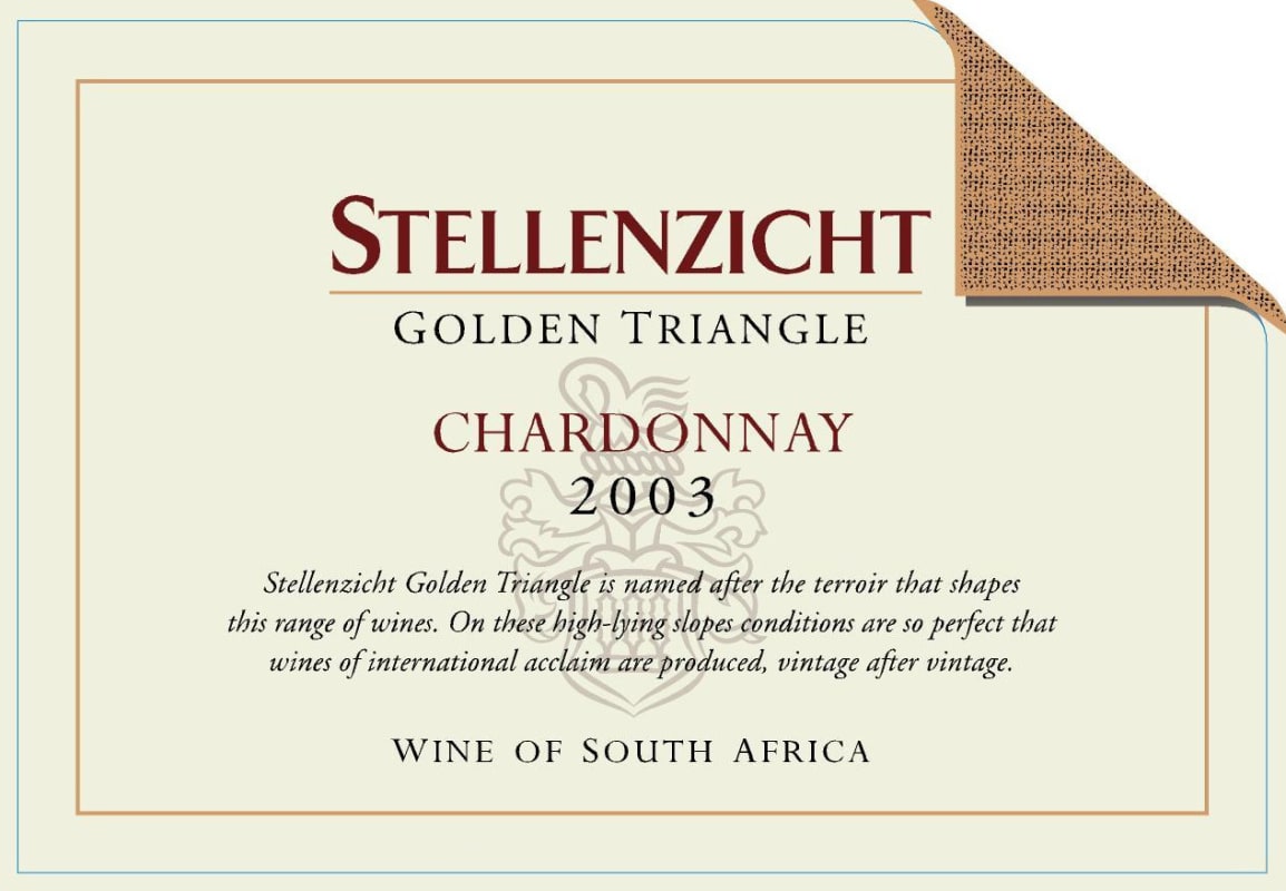 Stellenzicht Golden Triangle Chardonnay 2003 Front Label