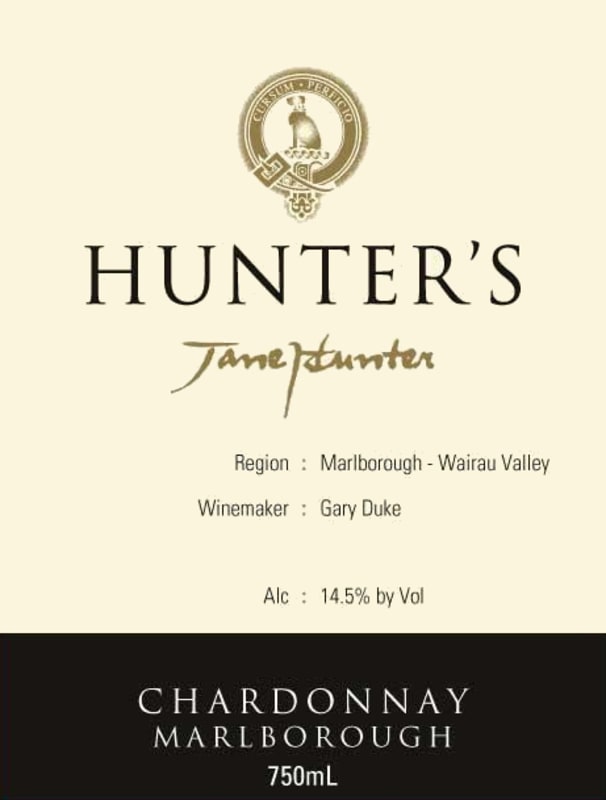 Hunter's Chardonnay 2010 Front Label