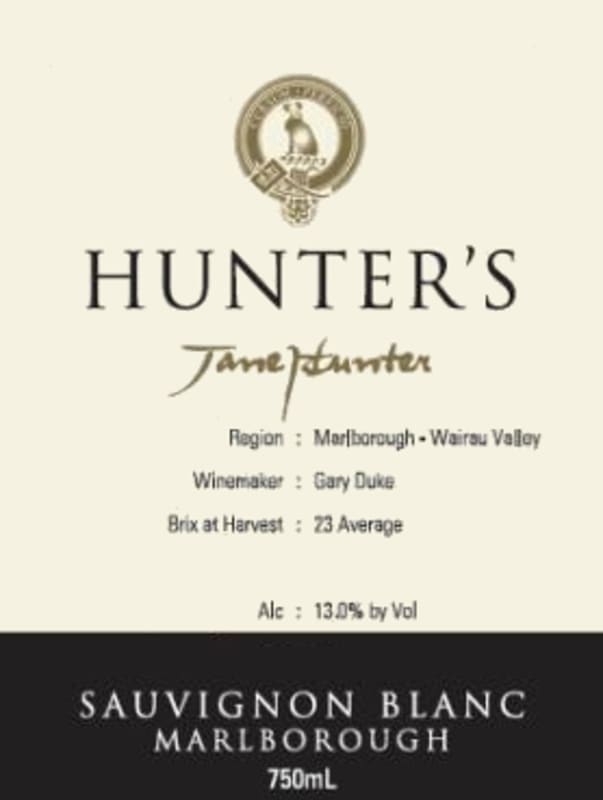 Hunter's Sauvignon Blanc 2010 Front Label