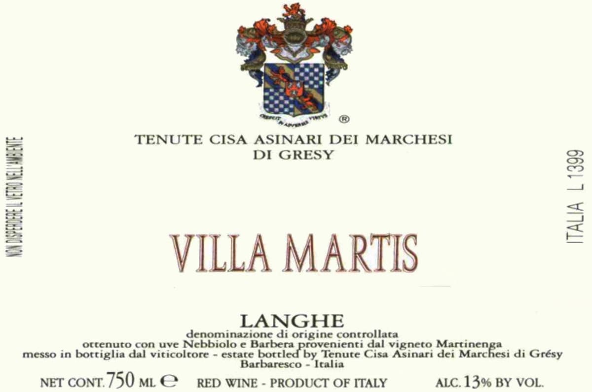 Marchesi di Gresy Villa Martis 2010 Front Label