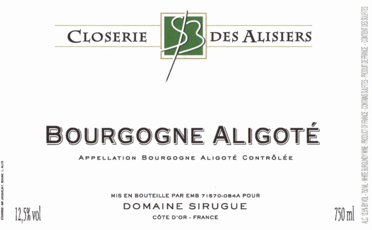 Stephane Brocard - Closerie des Alisiers Bourgogne Aligote 2015 Front Label