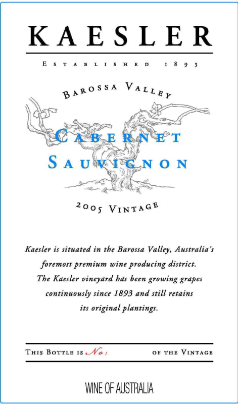 Kaesler Cabernet Sauvignon 2005 Front Label