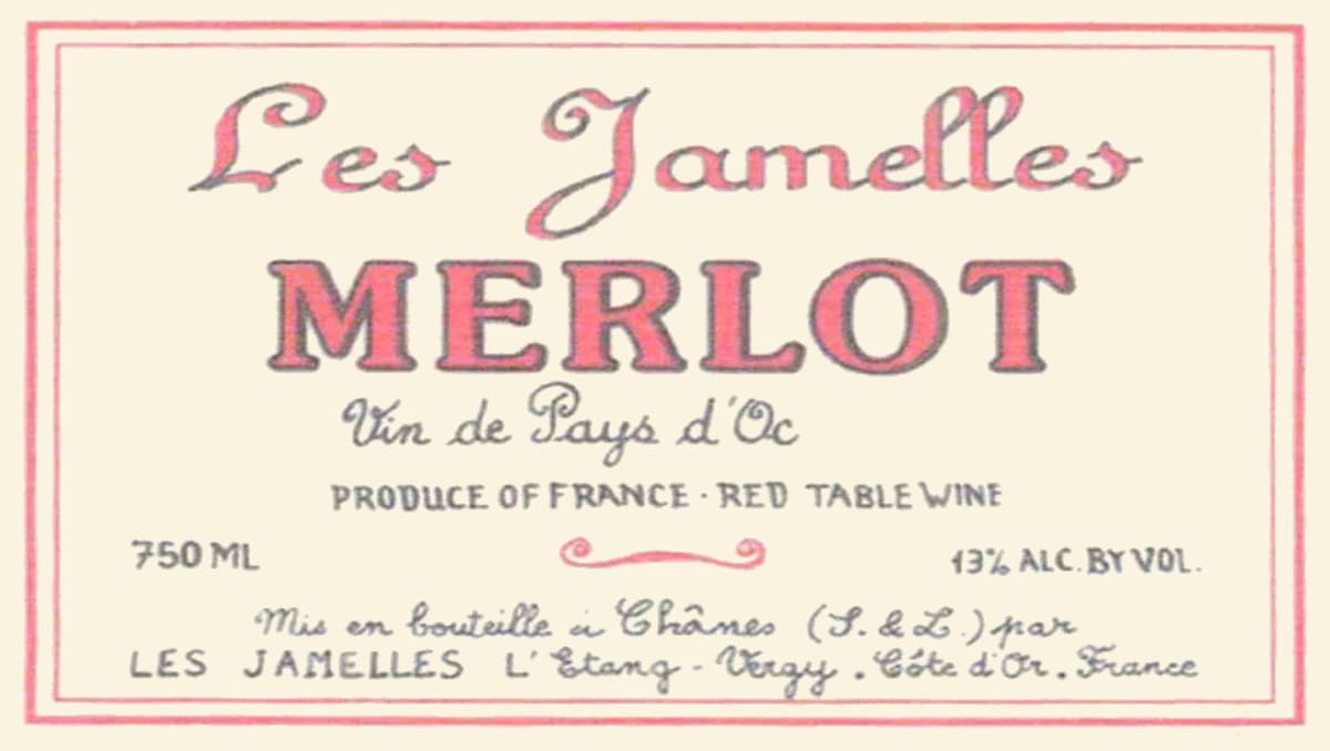 Les Jamelles Vins de Pays D'Oc Merlot 2011 Front Label