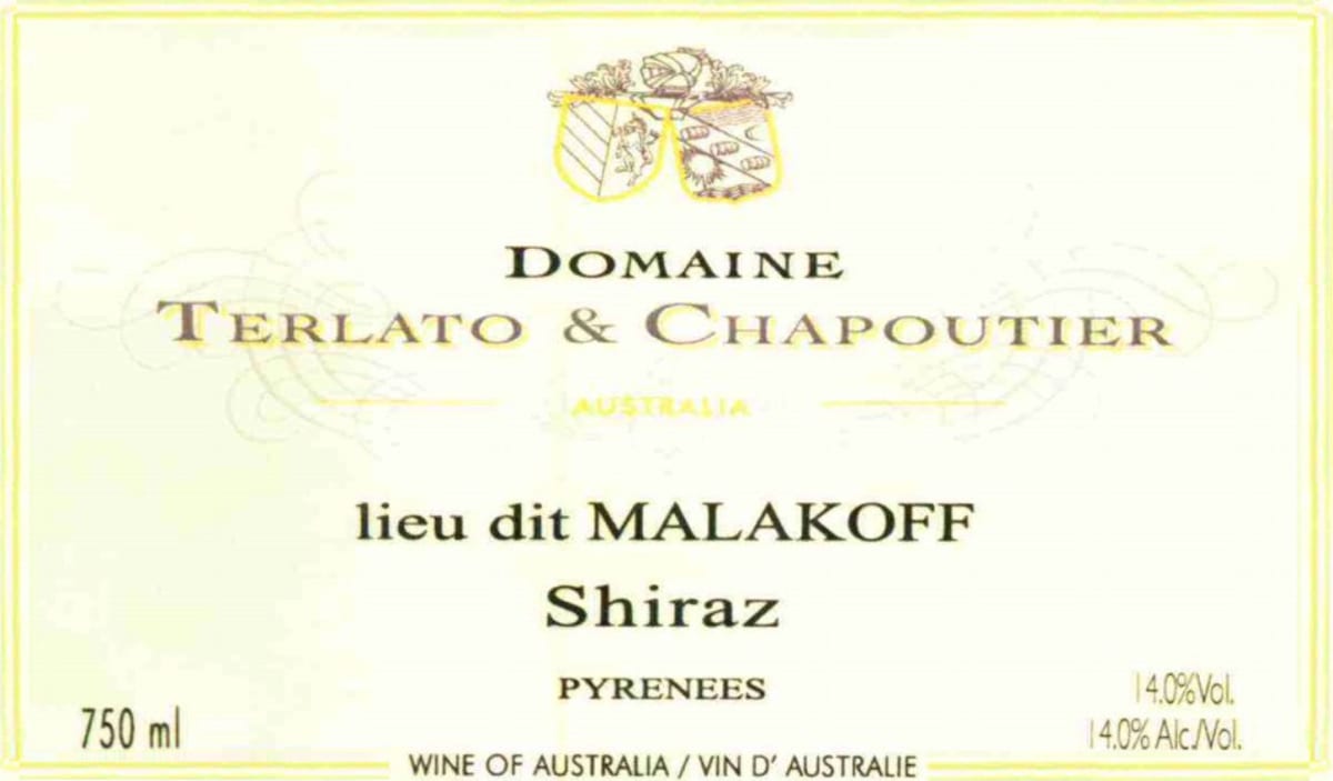 Domaine Terlato & Chapoutier lieu dit Malakoff Shiraz 2012 Front Label