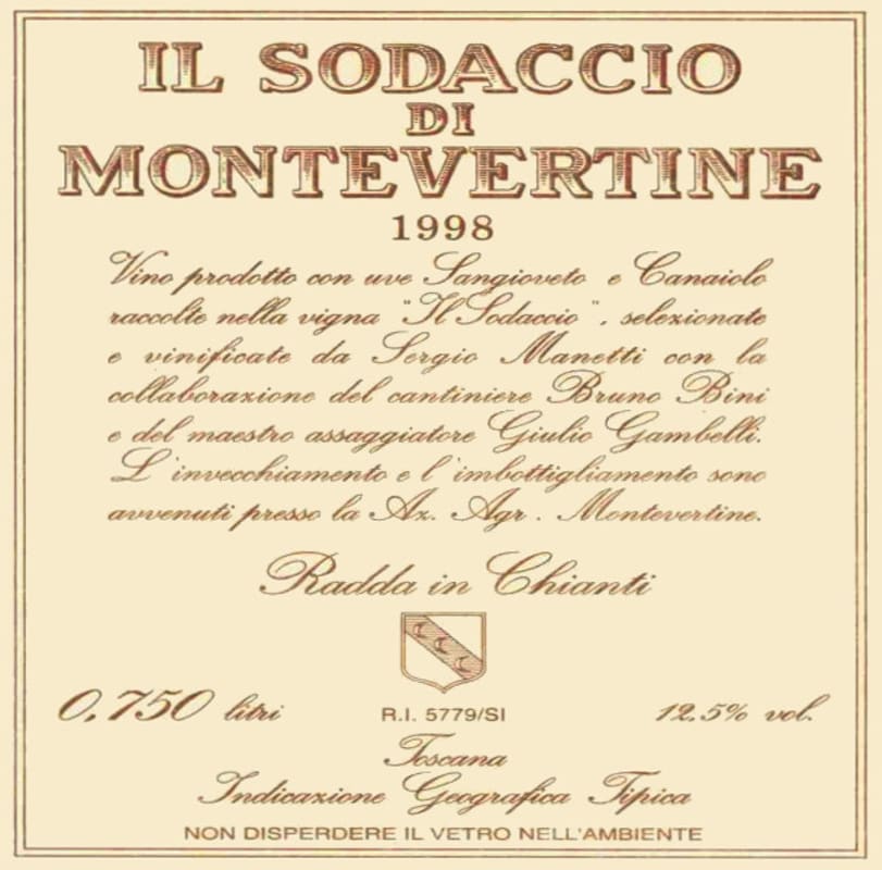 Montevertine Il Sodaccio 1998 Front Label
