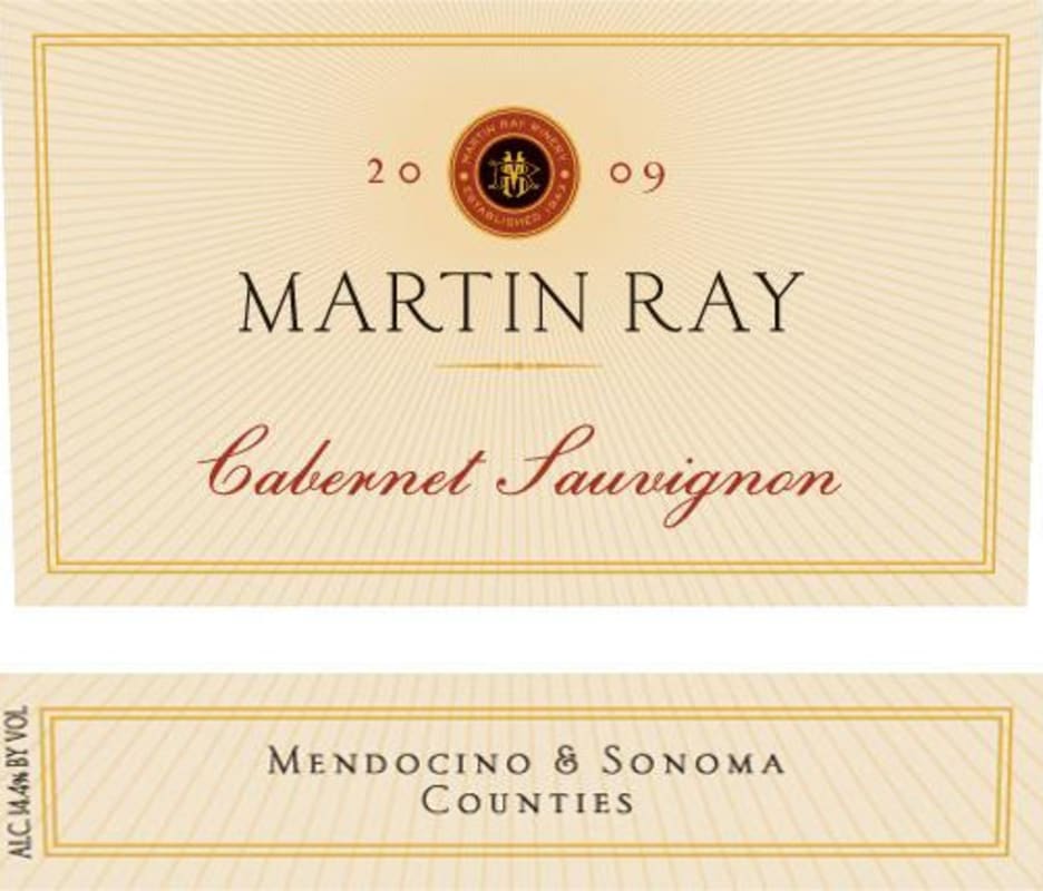 Martin Ray Cabernet Sauvignon 2009 Front Label