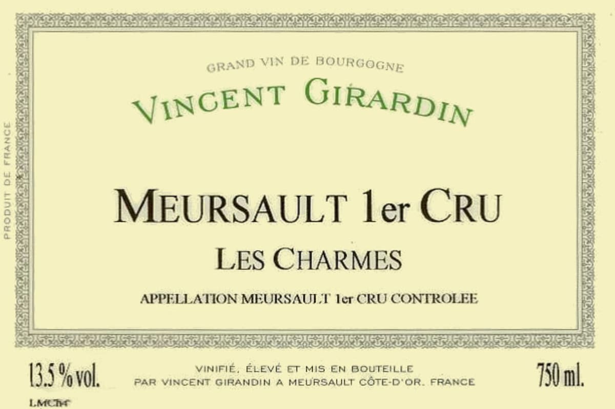 Vincent Girardin Meursault Les Charmes Premier Cru 2005 Front Label