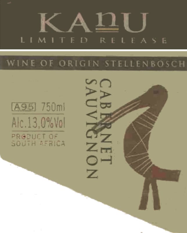 Kanu Cabernet Sauvignon 2000 Front Label