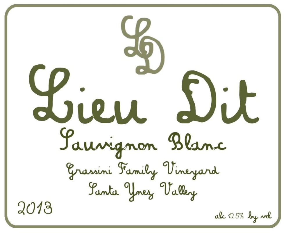 Lieu Dit Sauvignon Blanc 2013 Front Label