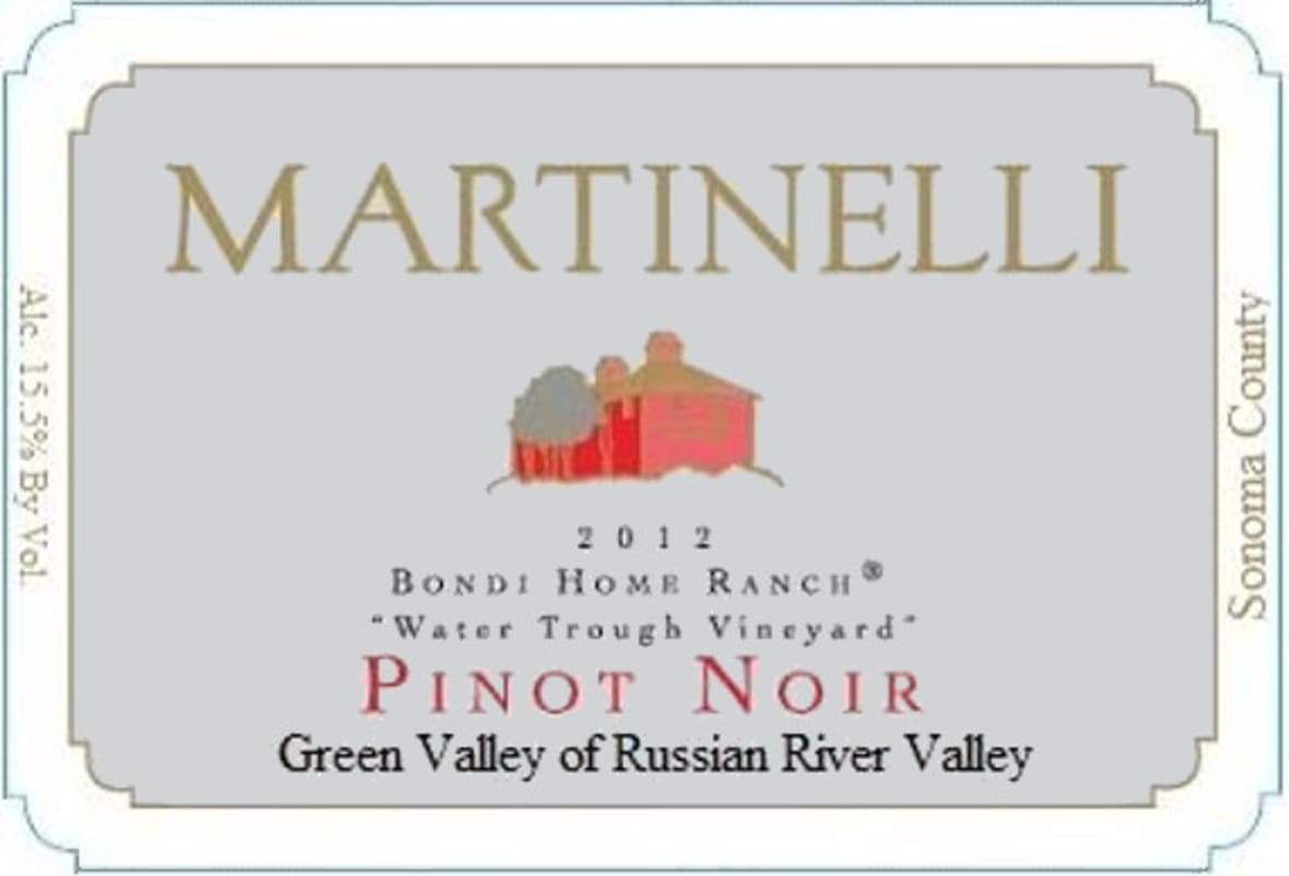Martinelli Bondi Home Ranch Pinot Noir 2012 Front Label