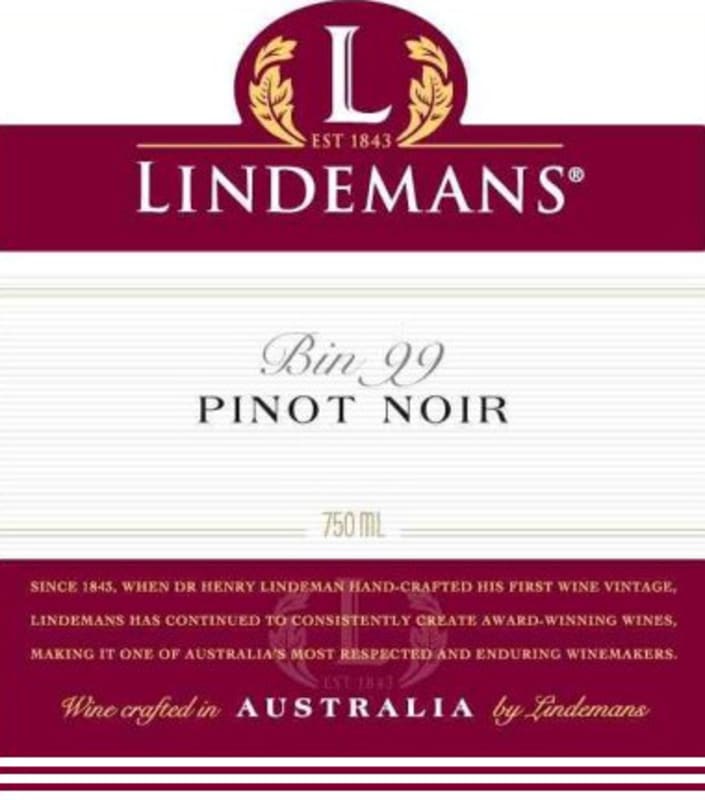Lindeman’s Bin Series Bin 99 Pinot Noir 2008 Front Label