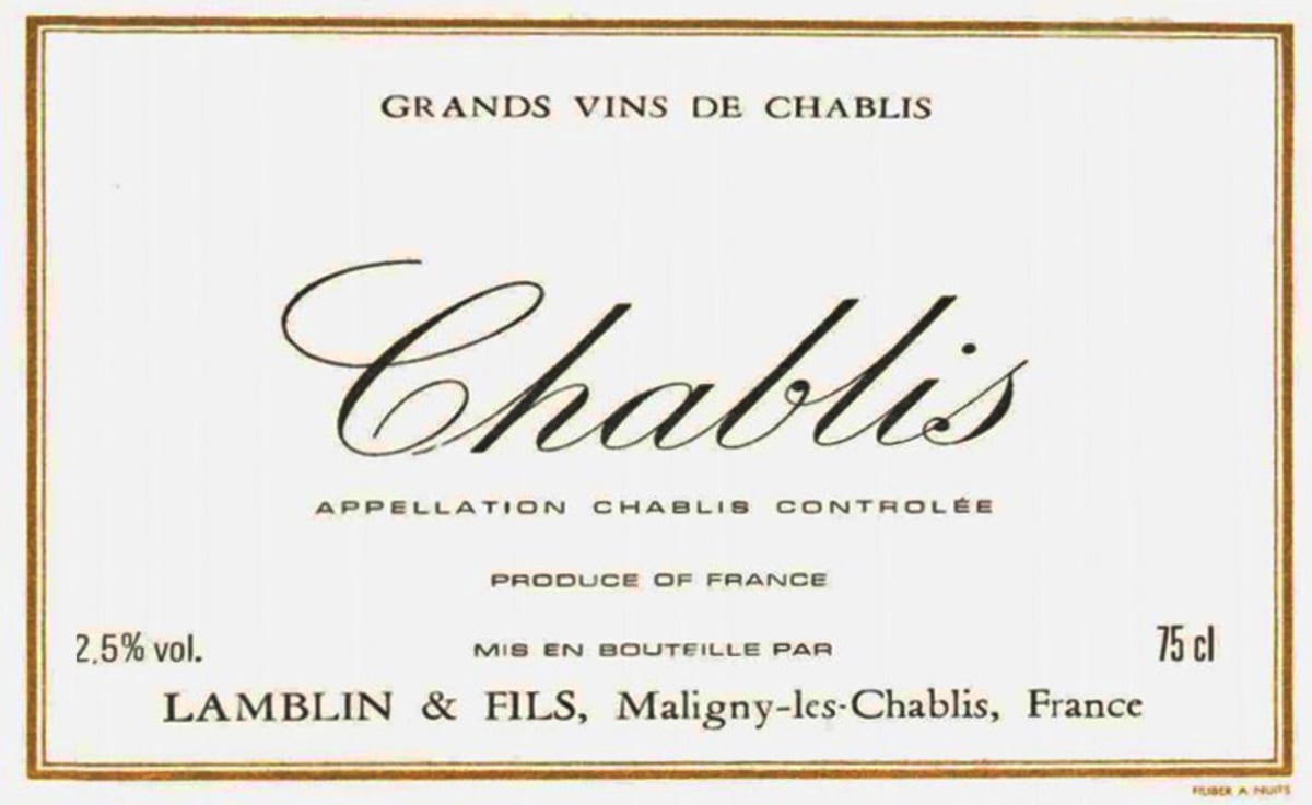 Lamblin et Fils Chablis 2000 Front Label