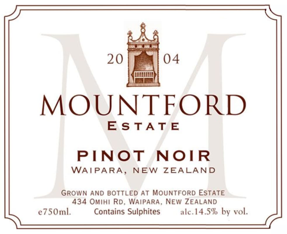 Mountford Pinot Noir 2004 Front Label