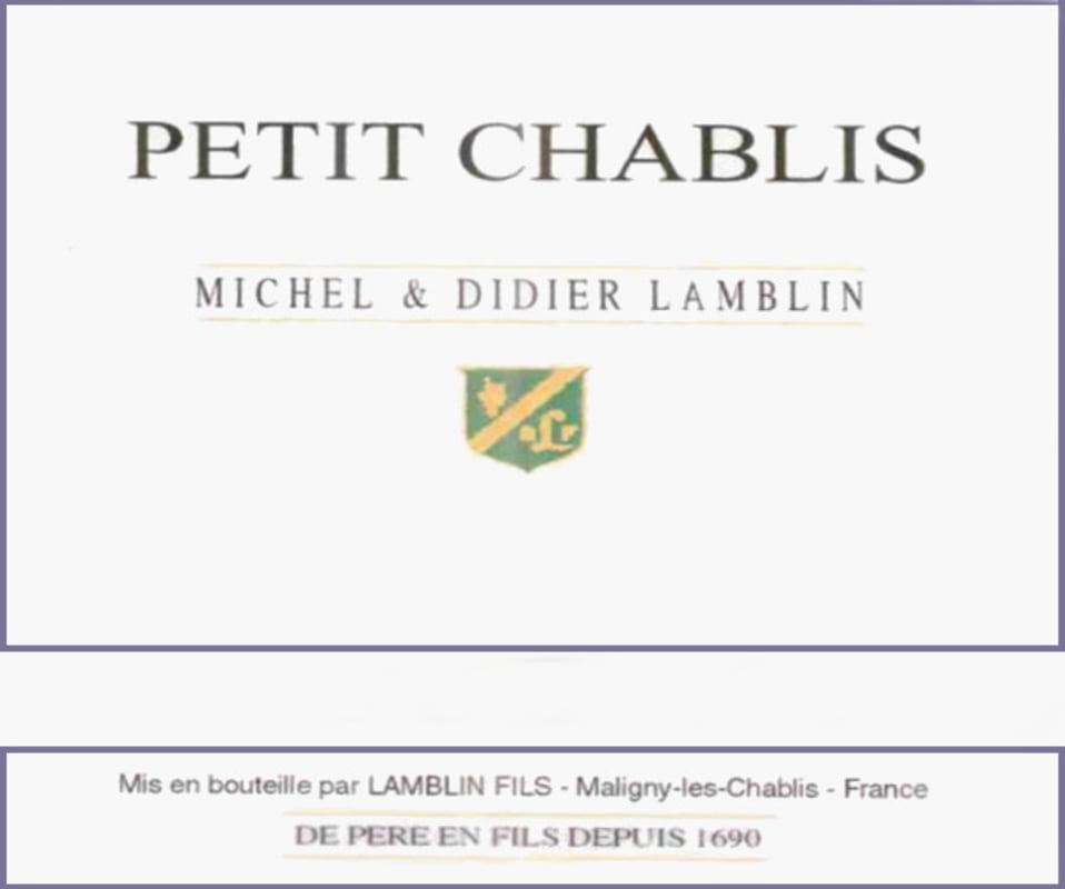 Lamblin et Fils Petit Chablis 2011 Front Label
