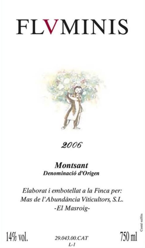 Mas de l'Abundancia Fluminis Montsant 2006 Front Label