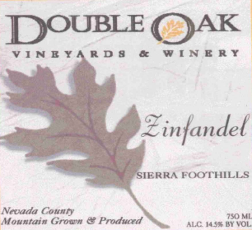 Double Oak Vineyards & Winery Zinfandel 2010 Front Label