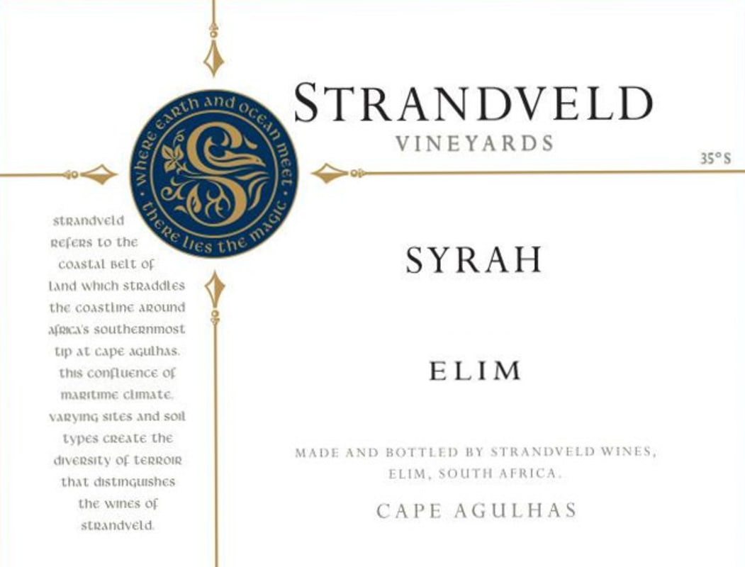 Strandveld Shiraz 2012 Front Label