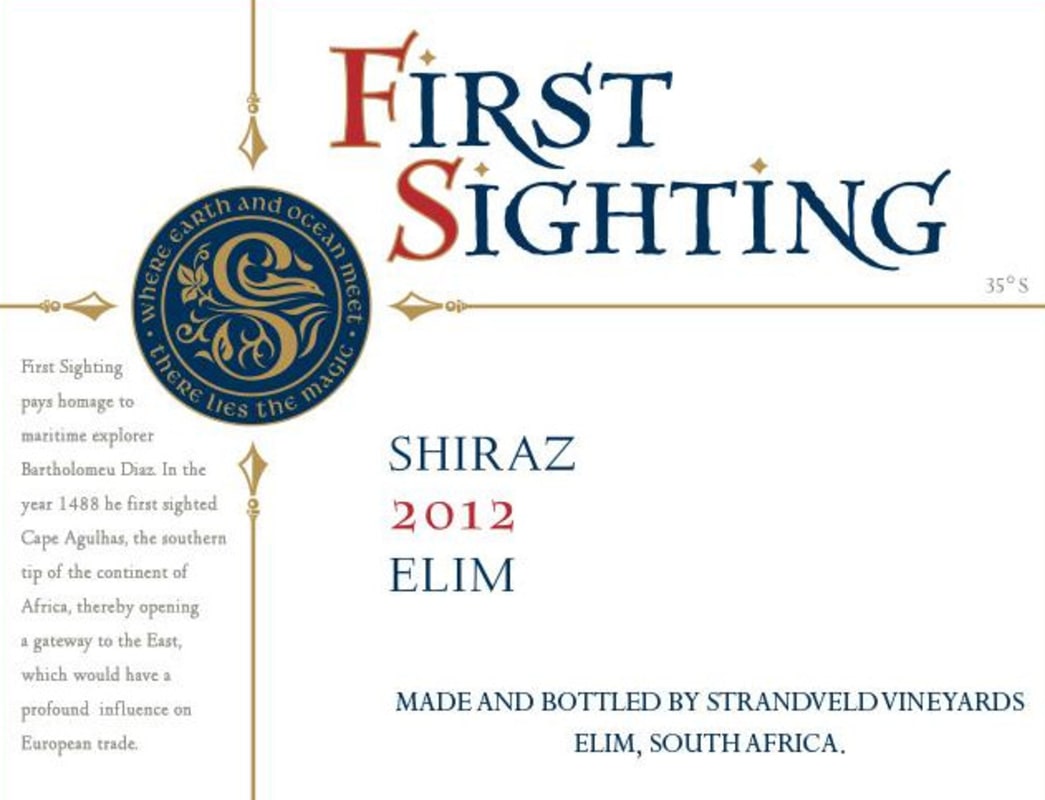 Strandveld First Sighting Shiraz 2012 Front Label