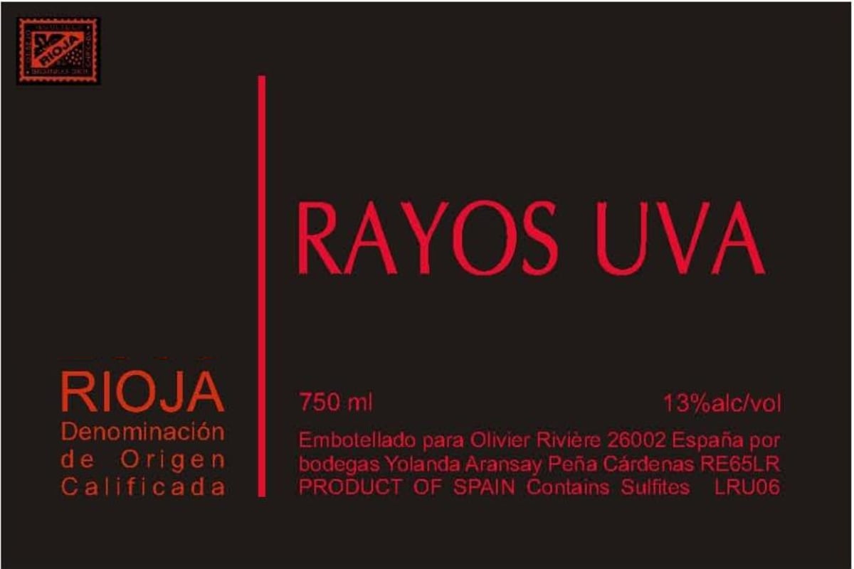 Olivier Riviere Rayos Uva 2010 Front Label