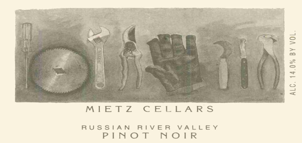 Mietz Cellars Russian River Vallay Pinot Noir 2001 Front Label