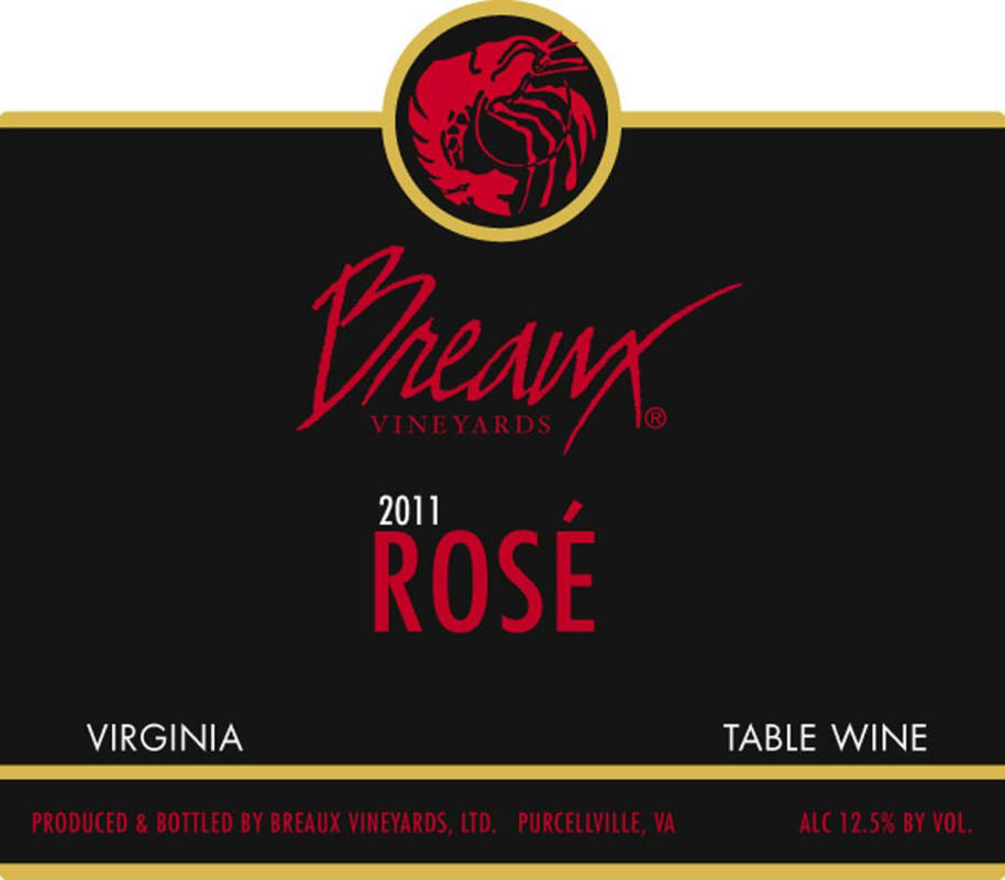 Breaux Vineyards Rose 2011 Front Label