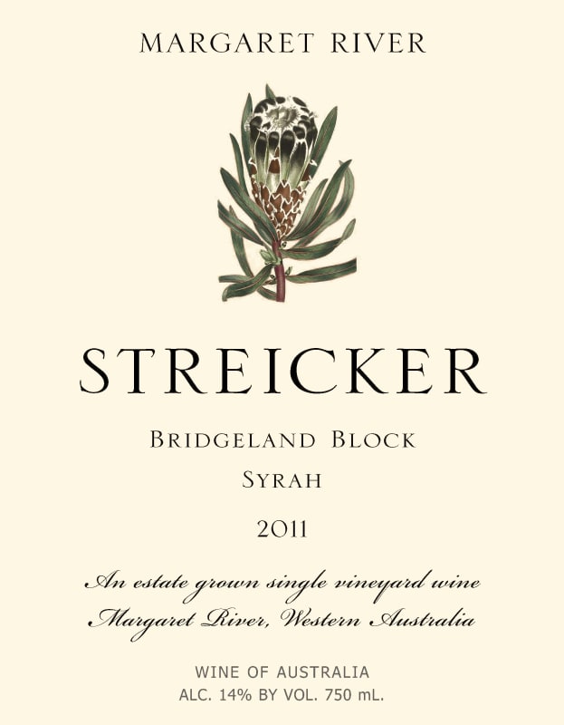 Streicker Wines Bridgeland Block Syrah 2011 Front Label