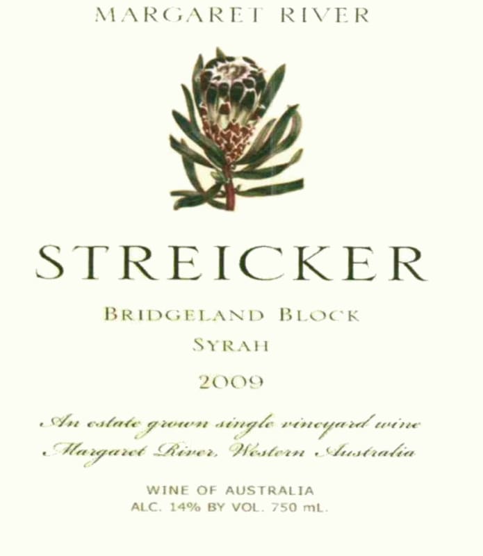 Streicker Wines Bridgeland Block Syrah 2009 Front Label